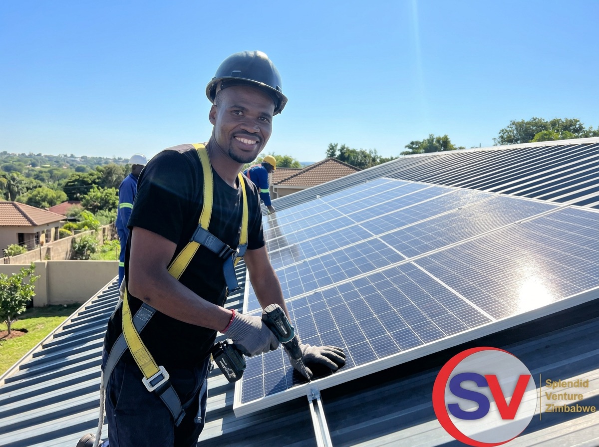 Technician working on a residential solar installation